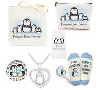 Flotreif Juego de regalo de pingüino de 5 piezas para mujer, bonito paquete de accesorios temáticos para amantes de los animales, cumpleaños y Navidad, Penguin gifts-B