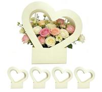 Flower Bouquet Bag, Waterproof Foldable Holder, Heart Shaped Design Portable 5 Piece Set, for Girls Wife Girlfriend Mom Valentine Mothers Day Wedding Party Celebration Gift Use 29.5x30x7.5cm