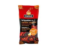 Flower- Briquetas de Carbón Vegetal de Encendido Instantáneo 1'5 Kg | Saco de Briquetas Ecológicas | Uso en Barbacoas y Grill, Unico
