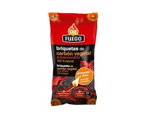 Flower- Briquetas de Carbón Vegetal de Encendido Instantáneo 1'5 Kg | Saco de Briquetas Ecológicas | Uso en Barbacoas y Grill, Unico