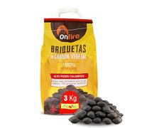 FLOWER Carbon Vegetal Briquetas 100% Natural 3 kg | Carbón para Barbacoas, Parrilas y Chimeneas | Brasas Rápidas en Menos 20 Minutos | Sin Aditivos Químicos Ni Minerales | Alto Poder Calorífico