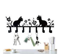 Flower Cat Key Rack with Hooks - Decorative Iron Wall Organizer, Strong Multi Hook Hanging Design, Stylish Functional Storage Solution, Durable Metal Construction | Keys, Coats, Towels, Entryway Home