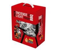 Flower Pack Enciende tu Barbacoa Ok Fuego - Kit de Encendido con Carbón Vegetal 2.5 kg, Pastillas, Cerillas, Limpiador y Guantes para Barbacoa, Chimenea, Estufa