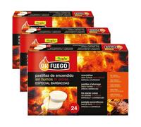 Flower - Pastillas de Encendido OKFuego 24 Unidades | Barbacoa Limpia sin Humo ni Olores | No Tóxicas Sin Parafina | Multicolor (Paquete de 3)