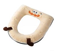 Floweringbeter Funda de asiento de inodoro, funda de asiento de inodoro de algodón de terciopelo, junta gruesa lavable (beige)