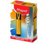 Fluopeps - resaltador metálico dorado con purpurina, caja de 12 unida