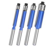 Flush Trim Router Fresadora 6.35mm 4 Piezas Aleación Durable Multifunción | Juego de fresas de acabado para renovación del hogar, decoración de oficina, exterior, interior y mecanizado de