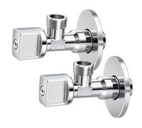 FLUVIA Llave de Paso de Agua 1/2" x 3/8" Volante Metálico (Pack 2 Unidades) - Llave de Escuadra de Latón Resistente, Válvula de Ángulo para Baño, Cocina, WC, Uso Doméstico y Profesiona