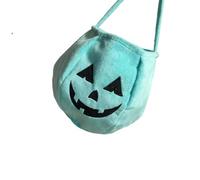 Fluxioxtna Bolsa de terciopelo decorado con calabaza, espacioso soporte para caramelos, accesorio de fiesta para niños, bolsa de dulces, azul (lake blue), A