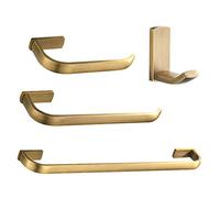 Flybath - Juego de accesorios para baño (4 piezas, toallero, anilla para rollo de papel higiénico, gancho para abrigo, latón macizo, 4pc Bathroom Accessories Set, Antique Brushed Bronze