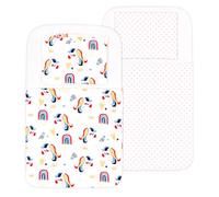FlyIdeas Juego 8 Pza Sabanas Minicuna Colecho Next to Me 50x83cm, 100% Algodon Certif. con 2 Sabanas Bajeras 2 Protectores Colchon Impermeables 2 Sabanas Encimera y 2 Fundas de Almohada