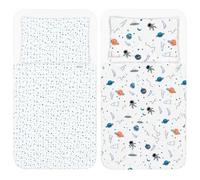FlyIdeas Juego 8 Pza Sabanas Minicuna Colecho Next to Me 50x83cm, 100% Algodon Certif. con 2 Sabanas Bajeras 2 Protectores Colchon Impermeables 2 Sabanas Encimera y 2 Fundas de Almohada