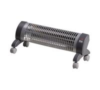 Fm Calefacción Estufa de Cuarzo con Ruedas 2302-R, 1200 W (600/1200 W), Color Gris, Sistema de Seguridad Antivuelco, Calefacción por Barras de Cuarzo, Dimensiones 53x16x18.5 cm