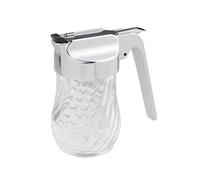 FM PROFESSIONAL Dispensador Multiusos con Asa 160 ml Dispensador de Líquido Azucarero de Cristal Dosificador con Palanca en Acero Inoxidable Dispensador de aceite Transparente 9x6x10cm