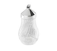 FM PROFESSIONAL Dosificador Azucar o Sal 280 ml| Azucarero o Salero Vintage| Azucarero de Cristal con Dosificador en ABS Cromado | Transparente | 8x8x14,5cm