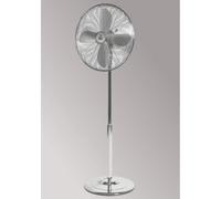 FM - Ventilador de pie PM-140 cromado de 40 cm con motor de 50 W, 3 velocidades ajustables y bajo nivel de ruido (30 dB) ideal para dormitorio, oficina o salón Silver Medium