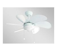 FM - Ventilador de techo con luz VT-90 B de 80 cm y 40 W para salón o dormitorio, diseño moderno blanco, 3 velocidades y funcionamiento silencioso White Medium