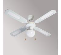 FM - Ventilador de techo VT-CLASSIC 105 B de 105 cm y 50 W, silencioso con 3 velocidades y 4 aspas para dormitorio o salón, color blanco White Medium