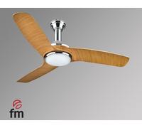 Fm Vt-3005L Inox-Madera - Ventilador De Techo 3 Aspas Con Luz