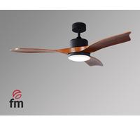 Fm Vt-4000 L Negro-Madera - Ventilador De Techo 3 Aspas Con Luz