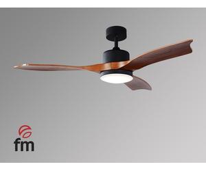 Fm Vt-4000 L Negro-Madera - Ventilador De Techo 3 Aspas Con Luz