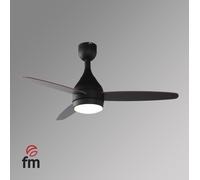 Fm Vt-5000 L Negro-Madera - Ventilador De Techo 3 Aspas Con Luz