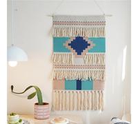 FMIYJUN Tapiz de Macramé Tejido Colgante Arte Decorativo de Pared 50x85 cm Boho Tapices Estampados Bohemios para Apartamento Residencia Universitaria Hogar Decoración de Dormitorio