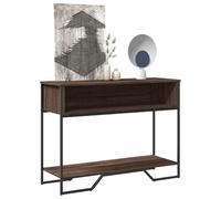 FMPGJLYH Mesa consola efecto roble mesa pasillo madera marrón | Con práctico espacio de almacenamiento, incluye asas de metal, construcción estable