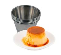 FMprofessional Set de 6 Flaneras Lisas de Acero Inoxidable, óptimas para hacer Flanes, Pudding, Natillas y Postres, 8 cm Diámetro, Aptas para Lavavajillas, 6 uds.
