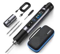 FNIRSI Kit de soldador inalámbrico HS-03, batería desmontable de 2600 mAh, 100.0-450.0 °C, ajuste de temperatura de 5 niveles, calor rápido de 3 segundos, pantalla IPS de 0.96 pulgadas, apagado