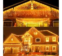 Fobaston - Guirnaldas luminosas de 15 m, 600 LEDs, 8 modos, cortina luminosa de Navidad, blanco cálido, para decoración interior y exterior, para boda, cumpleaños, casa, patio