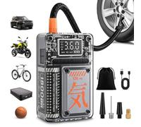 Focenat Compresor Aire Portátil 150 PSI (10,3 Bar), Inflador Ruedas Coche Eléctrico, Mini Compresor Sin Cable con Pantalla LCD, Apagado Automático y Luz LED, para Coche Moto Bicicleta Balones