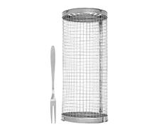 Focket Cesta para Parrilla, Acero Inoxidable de Gran Capacidad con Diseño de Malla Abierta, Cesta para Parrilla Enrollable, Rejilla para Asar Pescado con Tenedor para Barbacoa para Verduras, Papas