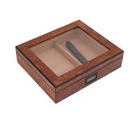 Focket Humidor de Cigarros, Higrómetro Digital 65-72% Control de Humedad Caja de Cigarros de Madera de Cedro Español, Estuche para con Tapa de Vidrio Capacidad de 35 Forro de Fieltro Antirrayas para