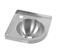 Fockety Fregadero esquinero de baño de acero inoxidable, montaje en pared, fregadero de lavabo triangular pequeño con agujero de montaje de grifo de 36 mm para barco, caravana, caravana, cocina, baño