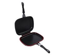 Fockety Sartén de Doble Cara, Sartén Antiadherente de Aluminio Fundido de 28 Cm con Mango Anti Quemaduras, Portátil para Panqueques para Hogar y Exterior, Español, Tortilla (cuadrado)