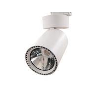 Foco carril LED 4 vías 24W 6500K 30º 230V blanco, ideal para iluminación eficiente en espacios comerciales y residenciales.