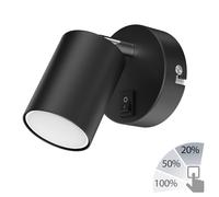 Foco de pared WAIKA con interruptor negro mate + lámpara LED GU10 blanca