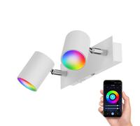 Foco de pared WAIKA de dos luces con interruptor blanco mate incl. Smart Home