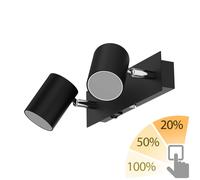 Foco de pared WAIKA de dos luces con interruptor negro mate + lámparas LED GU10