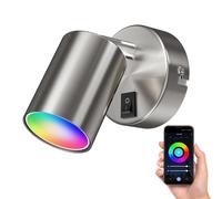 Foco de pared WAIKA de una llama con interruptor GU10 cromo mate incl. Smart