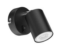 Foco de pared WAIKA de una llama con interruptor GU10 negro mate incl. lámpara