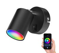 Foco de pared WAIKA de una llama con interruptor GU10 negro mate incl. Smart