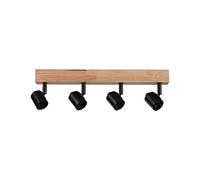 Foco de techo Paulmann Arvid, máx. 4x20 W, E27, negro/madera | Cabezales de foco orientables, regulables en función de la bombilla, montaje en techo, aptos para diferentes estancias