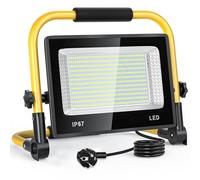 Foco de Trabajo LED 200W, 20000LM Foco LED Portátil con Cable de 2M 6500K Luz Blanca de Construcción, Exteriores Impermeable IP67 Soporte plegable para Obra, Taller, Garaje