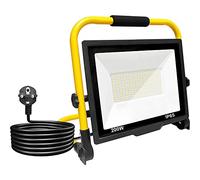 Foco de Trabajo LED 200W, Foco Proyector Portátil, Luz de Inundación Blanca 6000K, 20000LM, Panel Giratorio 360º, Impermeable IP65, Plegable, Cable 3m. Iluminación de Exterior, Taller, Obra, Garaje