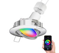 Foco empotrable de techo LED CIRC orientable cromo mate incl. Smart Home RGBW