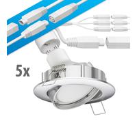 Foco empotrable de techo LED DEX cromo mate orientable GU24,57W c/u 450lm blanco