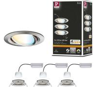 Paulmann 92962 Luminaria empotrable LED Nova Plus SmartHome Zigbee, set, red., orientable 3x6 W Tunable White, reg., acero mate, Spot, alu-zinc 2700 K