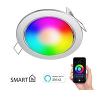 Foco empotrable Zobe plano acero inoxidable mate + bombilla RGB blanco cálido